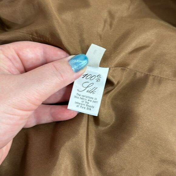 David Hayes Vintage Pure Silk Herringbone Print Open Front Jacket Size 6 - Picture 6 of 11